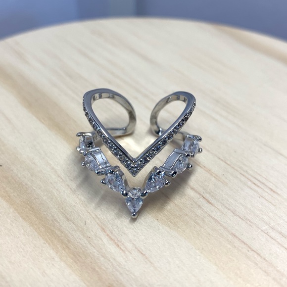 Silver CZ Adjustable Ring - Picture 4 of 5